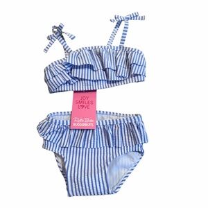 Ruffle Butts Blue and White Striped Swimsuit